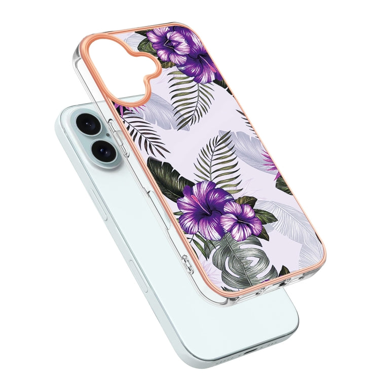 For iPhone 16 Plus Electroplating Pattern IMD TPU Shockproof Case