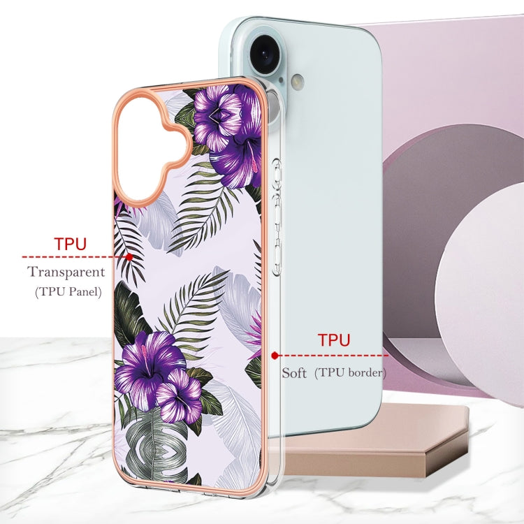 For iPhone 16 Plus Electroplating Pattern IMD TPU Shockproof Case