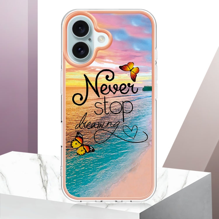 For iPhone 16 Electroplating Pattern IMD TPU Shockproof Case