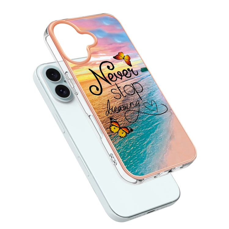 For iPhone 16 Electroplating Pattern IMD TPU Shockproof Case