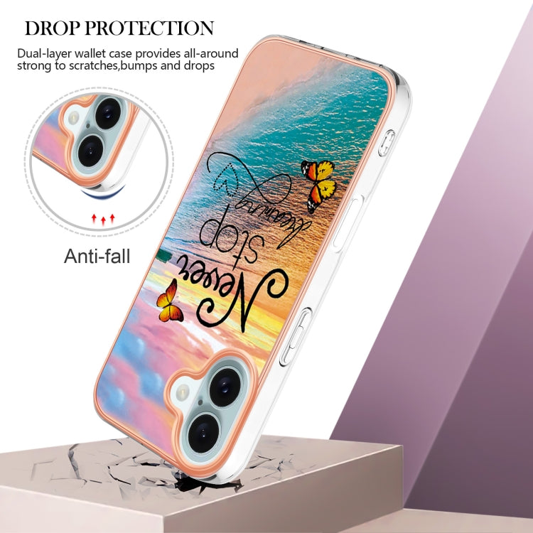 For iPhone 16 Electroplating Pattern IMD TPU Shockproof Case
