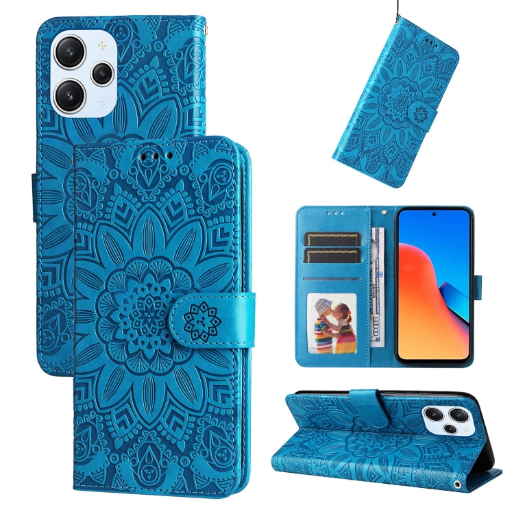 For Xiaomi Redmi 12 4G Embossed Sunflower Leather Phone Case
