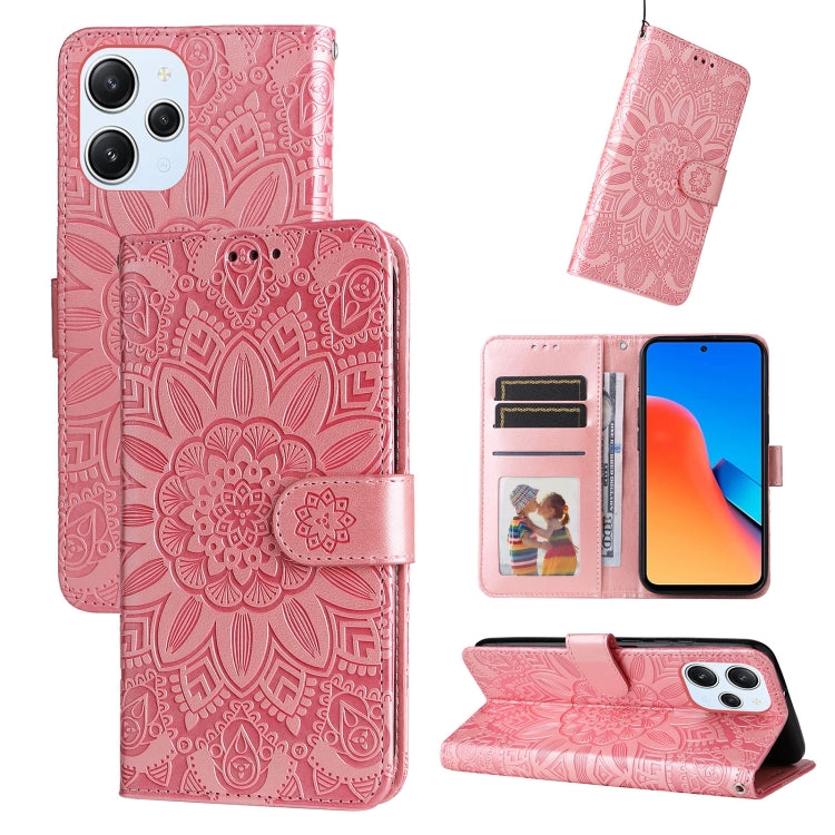 For Xiaomi Redmi 12 4G Embossed Sunflower Leather Phone Case