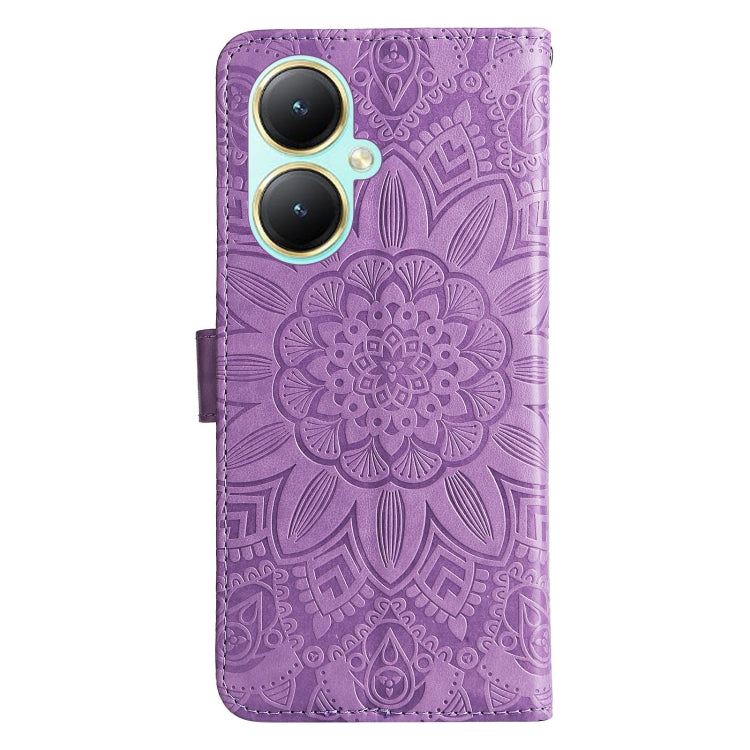 For vivo Y35+ Embossed Sunflower Leather Phone Case