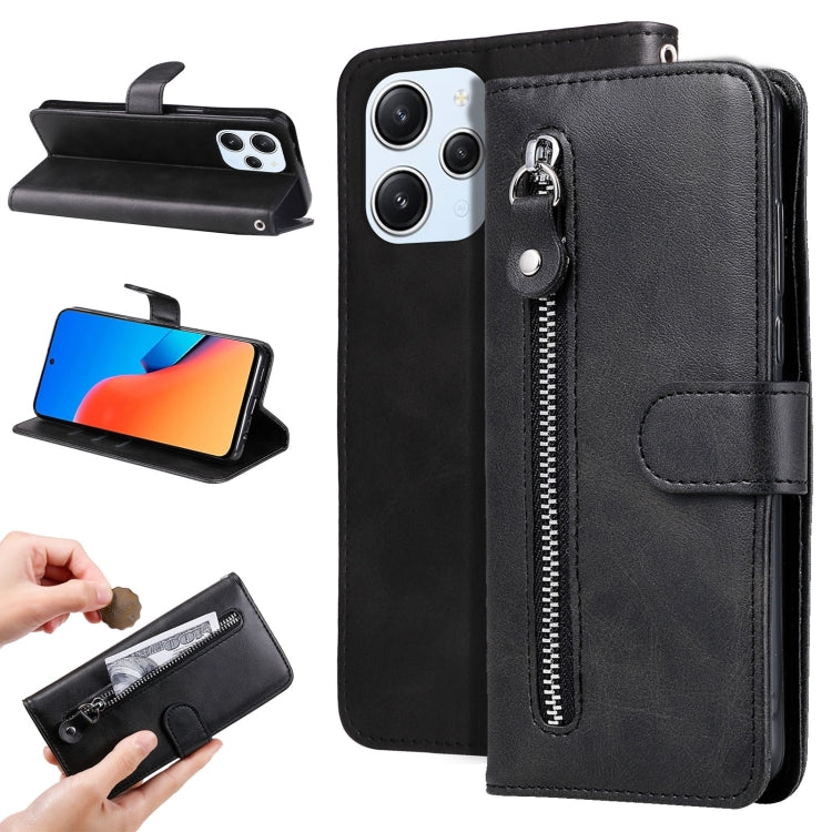 For Xiaomi Redmi 12 4G Fashion Calf Texture Zipper Leather Phone Case