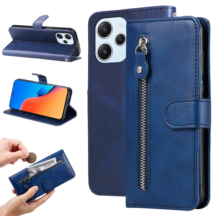 For Xiaomi Redmi 12 4G Fashion Calf Texture Zipper Leather Phone Case
