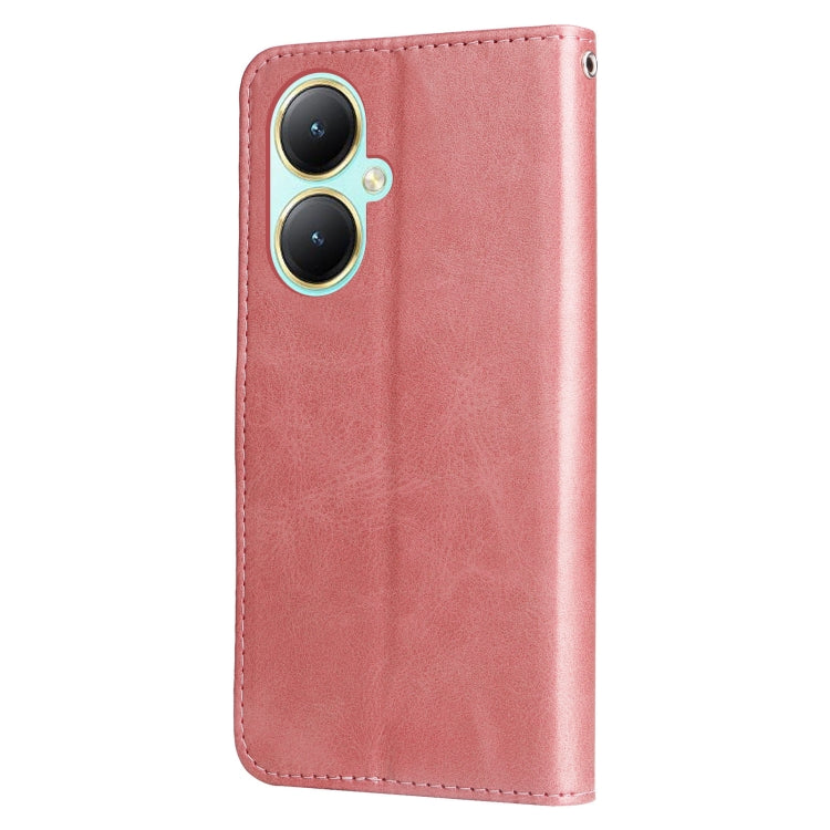 For vivo Y35+ Fashion Calf Texture Zipper Leather Phone Case