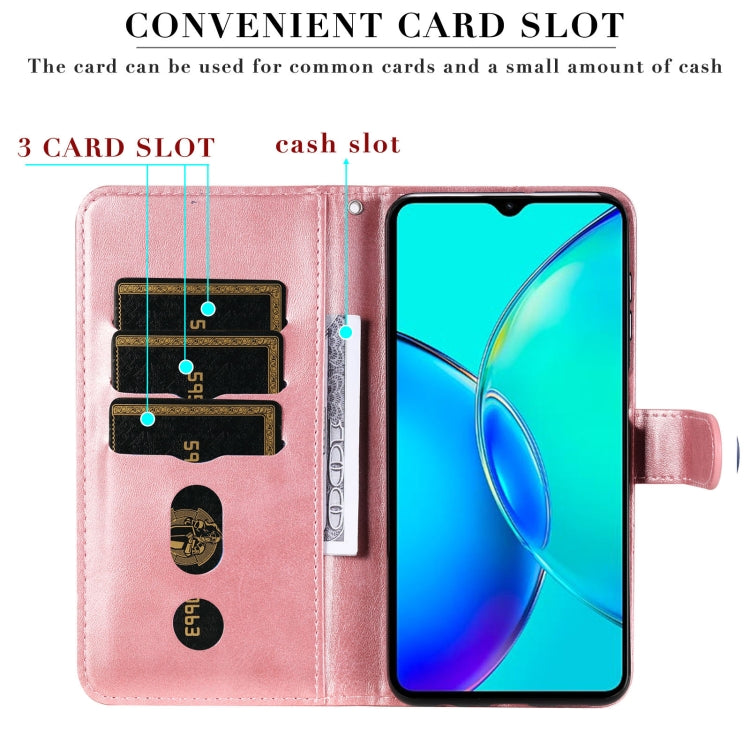 For vivo Y35+ Fashion Calf Texture Zipper Leather Phone Case