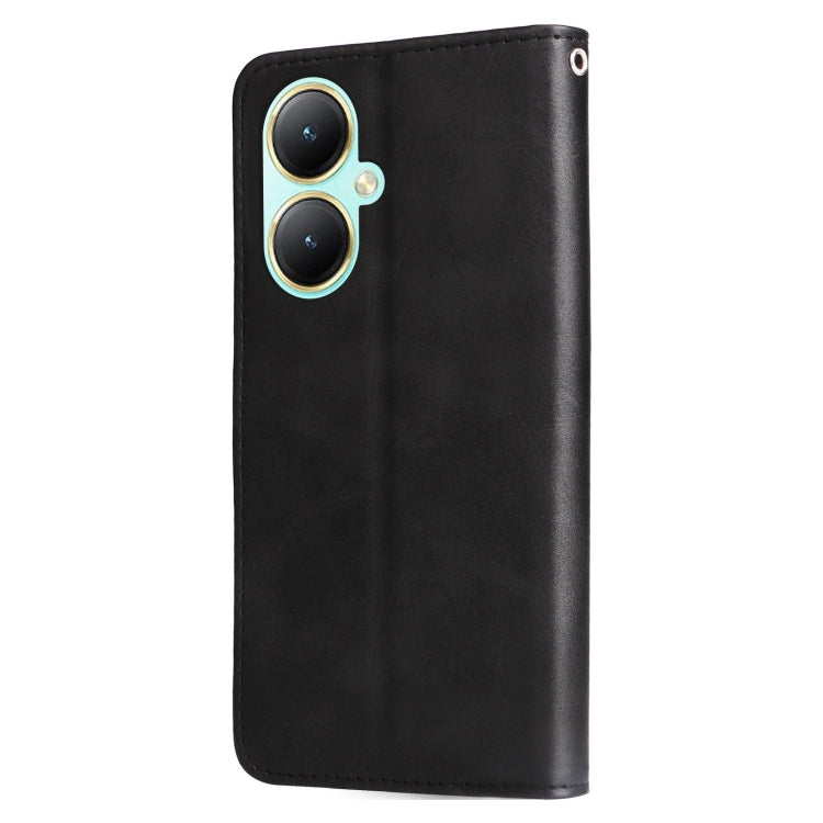 For vivo Y35+ Fashion Calf Texture Zipper Leather Phone Case