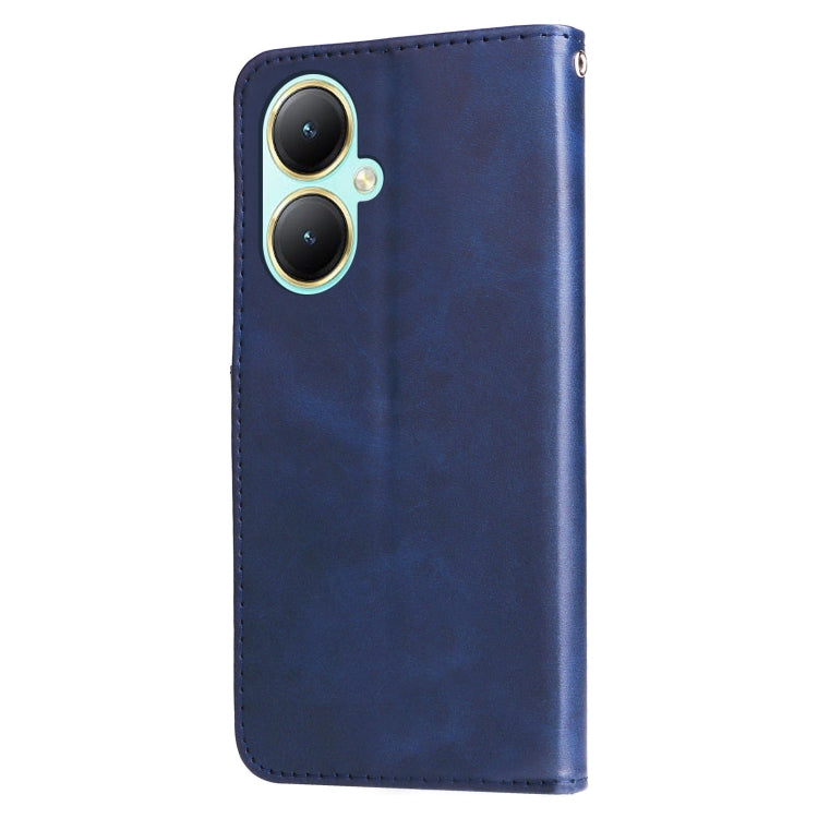 For vivo Y35+ Fashion Calf Texture Zipper Leather Phone Case