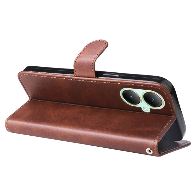 For vivo Y35+ Fashion Calf Texture Zipper Leather Phone Case