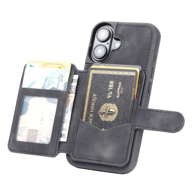 For iPhone 16 Skin Feel Dream RFID Anti-theft PU Card Bag Phone Case
