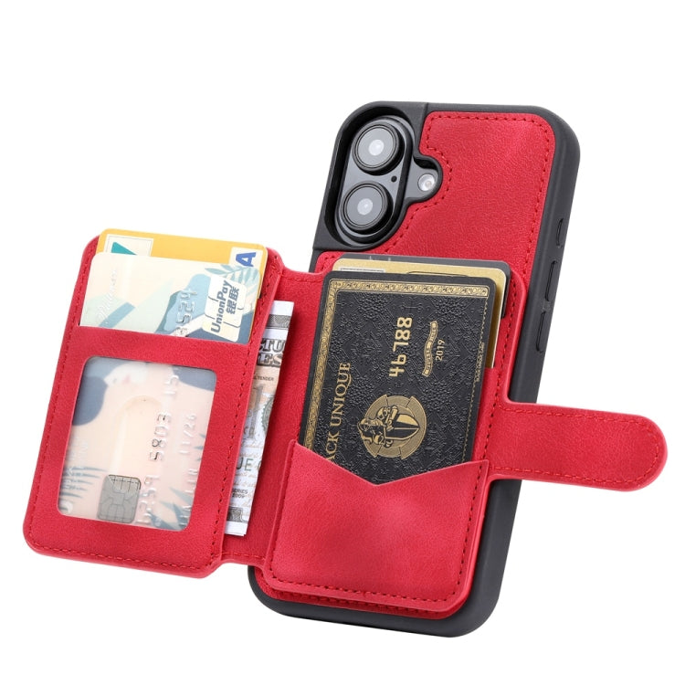 For iPhone 16 Skin Feel Dream RFID Anti-theft PU Card Bag Phone Case