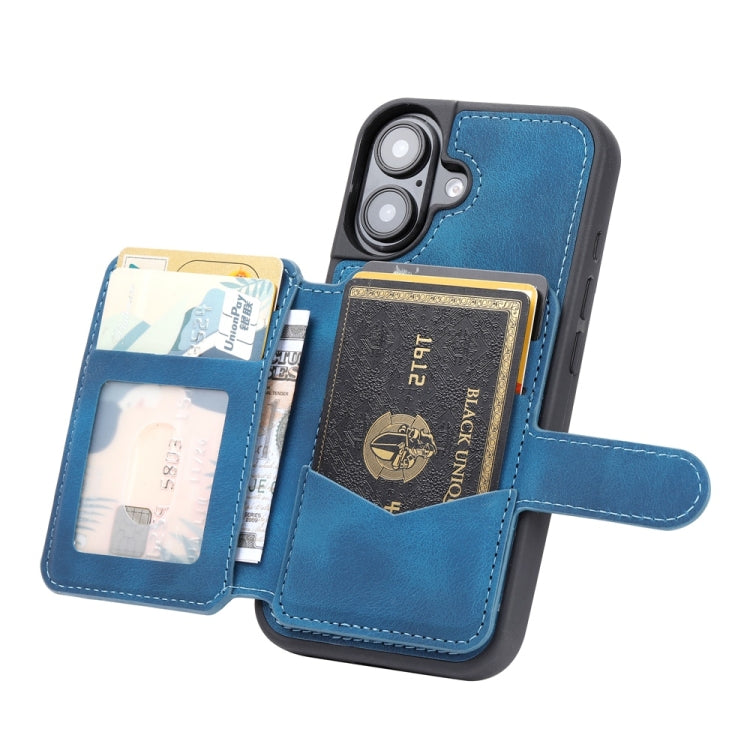 For iPhone 16 Skin Feel Dream RFID Anti-theft PU Card Bag Phone Case