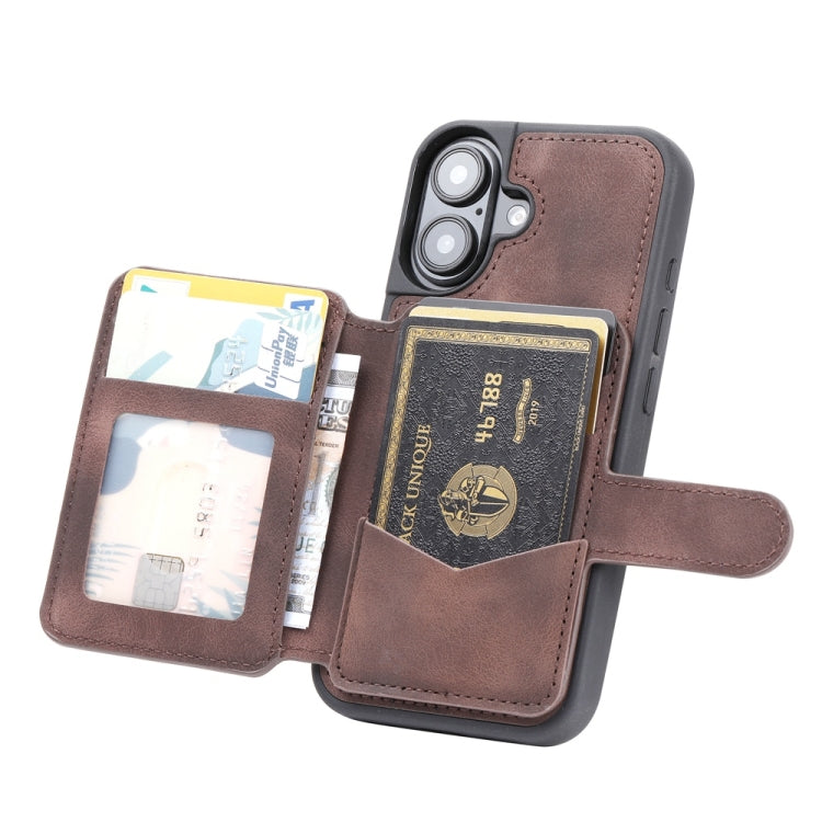 For iPhone 16 Skin Feel Dream RFID Anti-theft PU Card Bag Phone Case