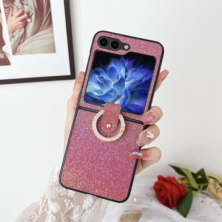 For Samsung Galaxy Z Flip5 Colorful Glitter PC Shockproof Phone Case with Ring Holder