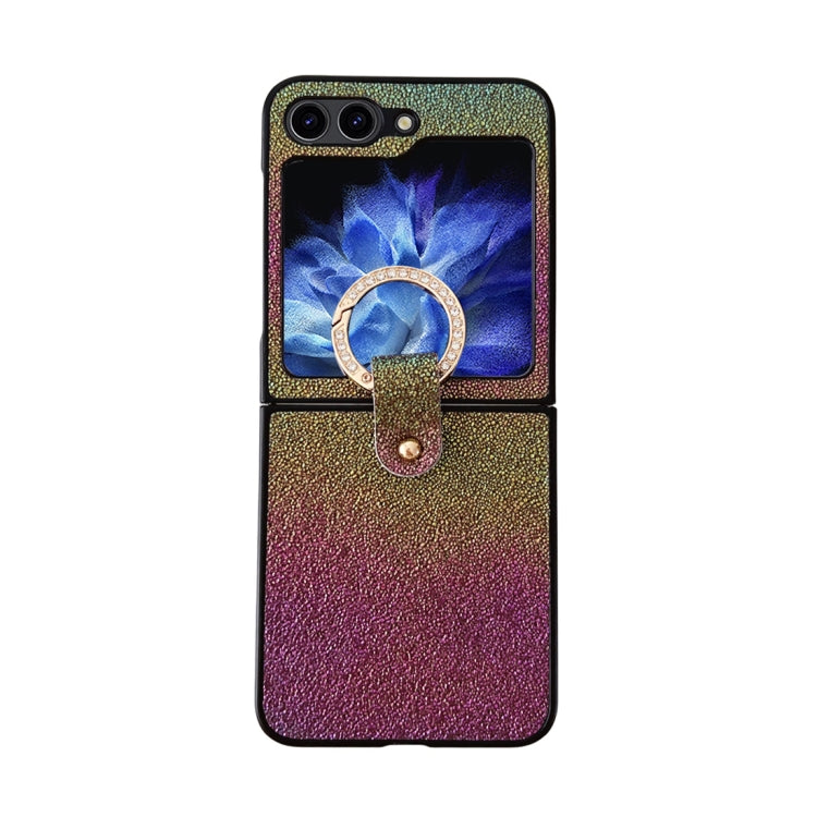For Samsung Galaxy Z Flip5 Colorful Glitter PC Shockproof Phone Case with Ring Holder