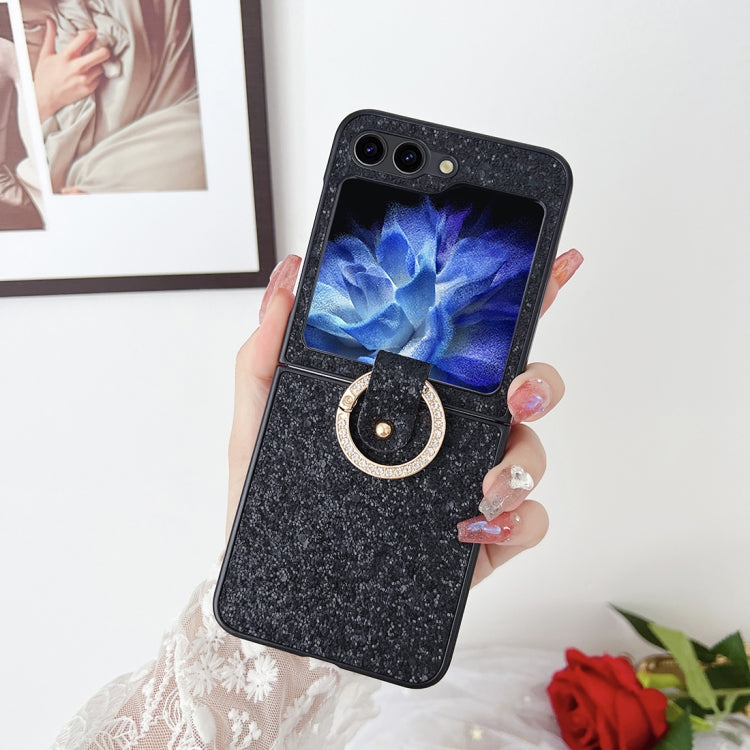 For Samsung Galaxy Z Flip5 Colorful Glitter PC Shockproof Phone Case with Ring Holder