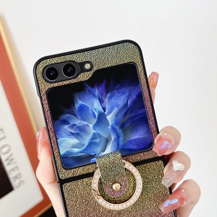 For Samsung Galaxy Z Flip5 Colorful Glitter PC Shockproof Phone Case with Ring Holder