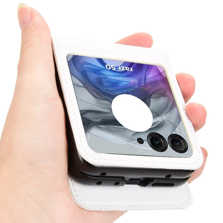 For Motorola Moto Razr 50 Card Slot PU Leather PC Phone Case