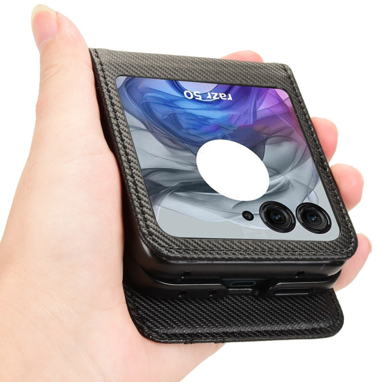 For Motorola Moto Razr 50 Card Slot PU Leather PC Phone Case