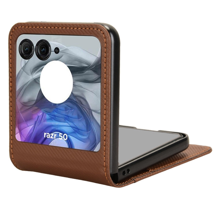 For Motorola Moto Razr 50 Card Slot PU Leather PC Phone Case