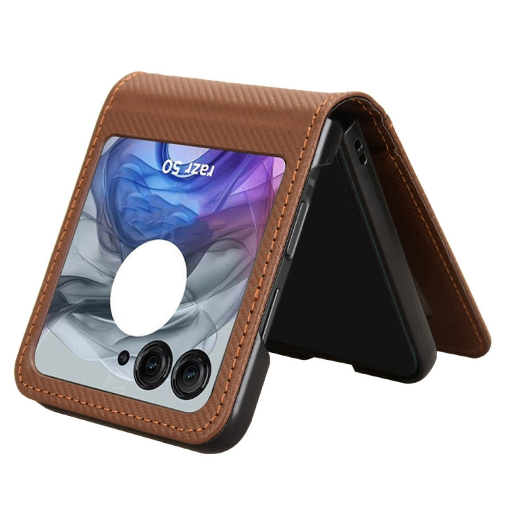 For Motorola Moto Razr 50 Card Slot PU Leather PC Phone Case