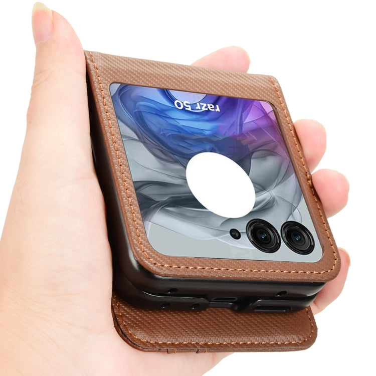 For Motorola Moto Razr 50 Card Slot PU Leather PC Phone Case