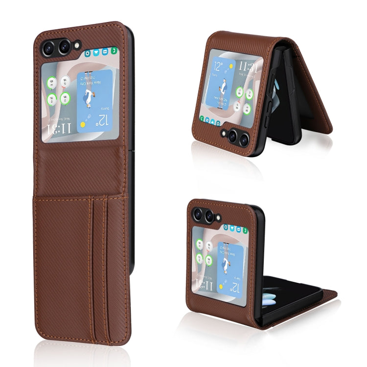 For Samsung Galaxy Z Flip5 Card Slot PU Leather PC Phone Case