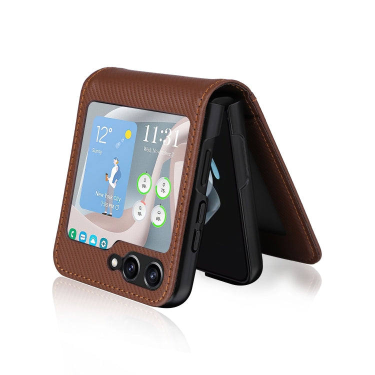 For Samsung Galaxy Z Flip5 Card Slot PU Leather PC Phone Case