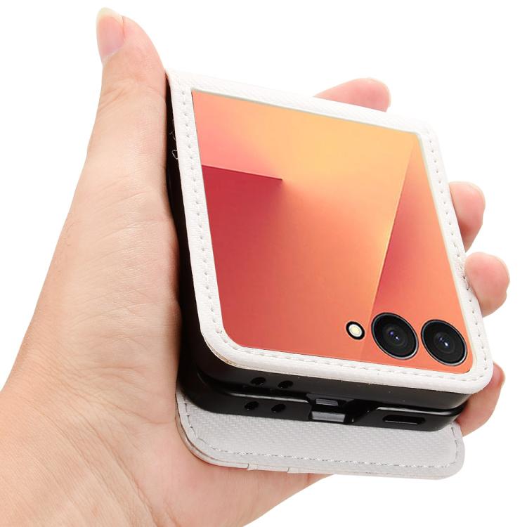 For Samsung Galaxy Z Flip7 Card Slot PU Leather PC Phone Case
