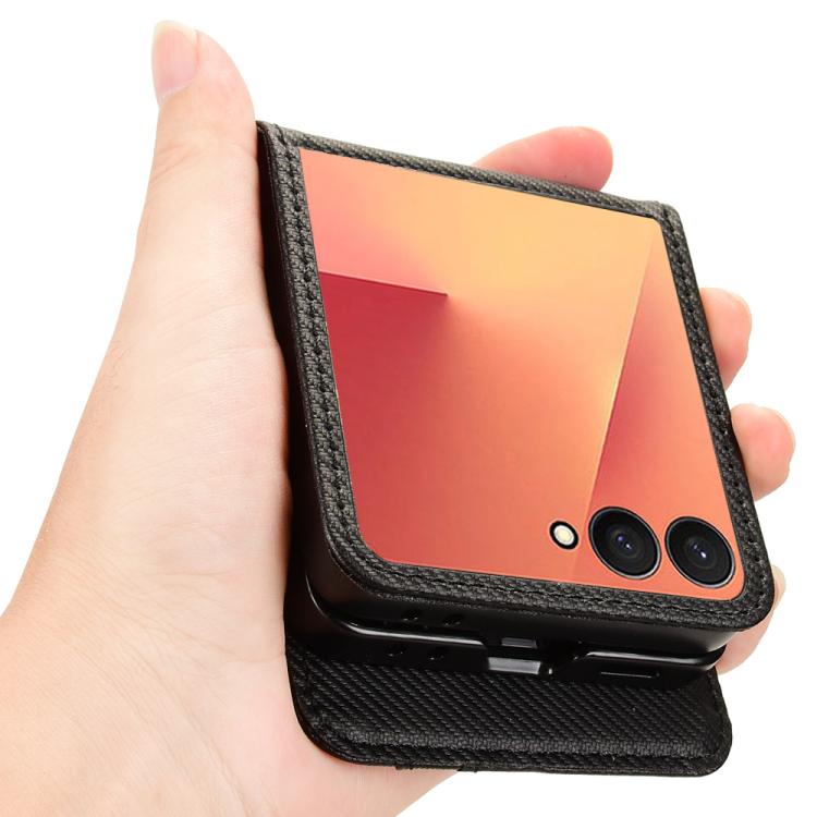 For Samsung Galaxy Z Flip7 Card Slot PU Leather PC Phone Case
