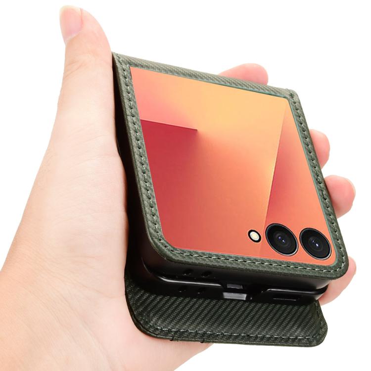 For Samsung Galaxy Z Flip7 Card Slot PU Leather PC Phone Case