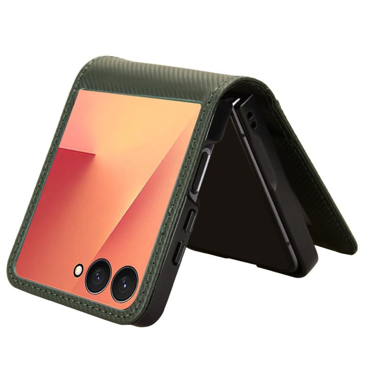 For Samsung Galaxy Z Flip7 Card Slot PU Leather PC Phone Case