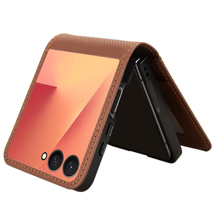 For Samsung Galaxy Z Flip7 Card Slot PU Leather PC Phone Case