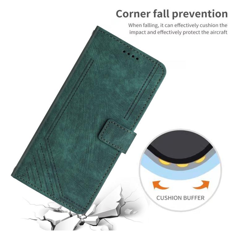 For iPhone 17 Pro Max Skin Feel Stripe Pattern Leather Phone Case with Lanyard