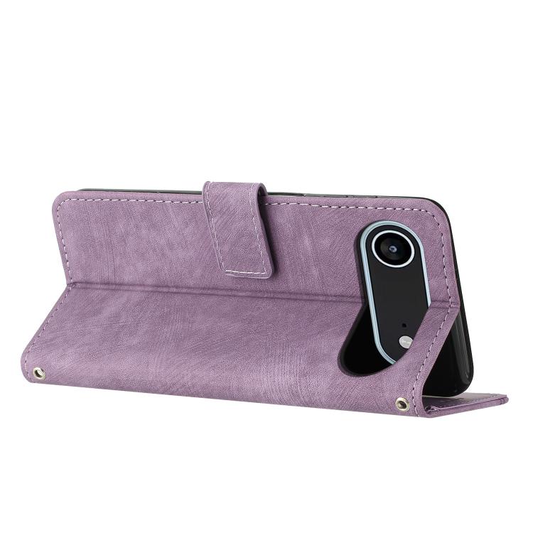 For iPhone Air Skin Feel Stripe Pattern Leather Phone Case with Lanyard