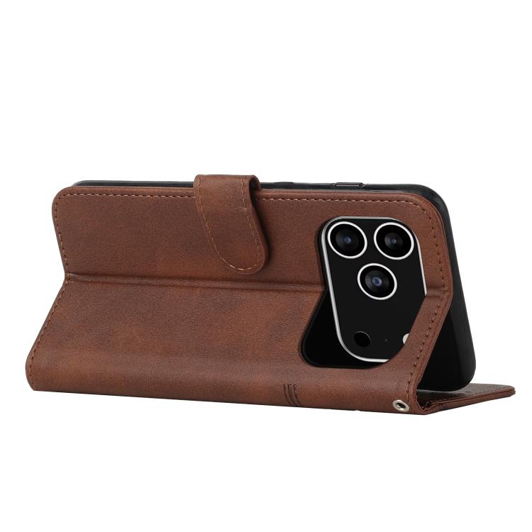 For iPhone 17 Pro Stitching Calf Texture Buckle Leather Phone Case
