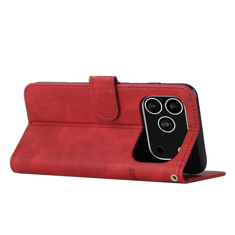 For iPhone 17 Pro Stitching Calf Texture Buckle Leather Phone Case