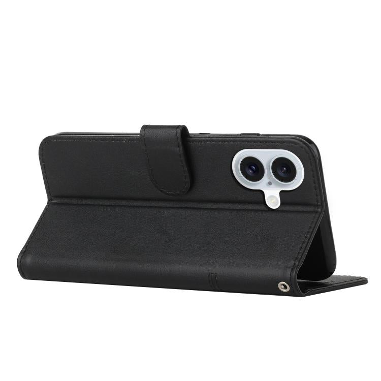 For iPhone 17 Stitching Calf Texture Buckle Leather Phone Case