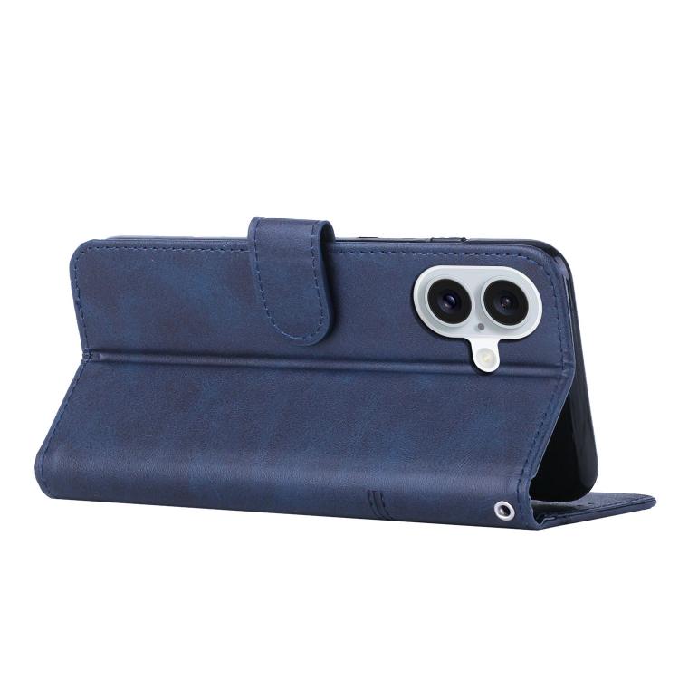For iPhone 17 Stitching Calf Texture Buckle Leather Phone Case