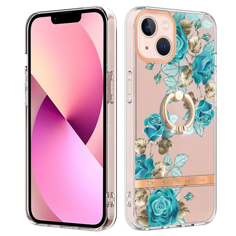 For iPhone 15 Ring IMD Flowers TPU Phone Case