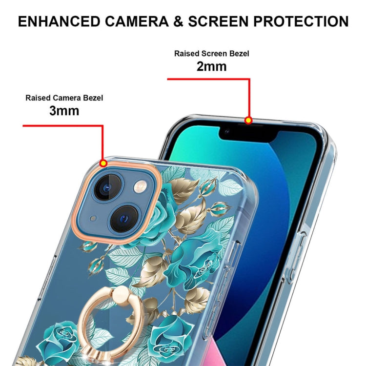 For iPhone 15 Ring IMD Flowers TPU Phone Case