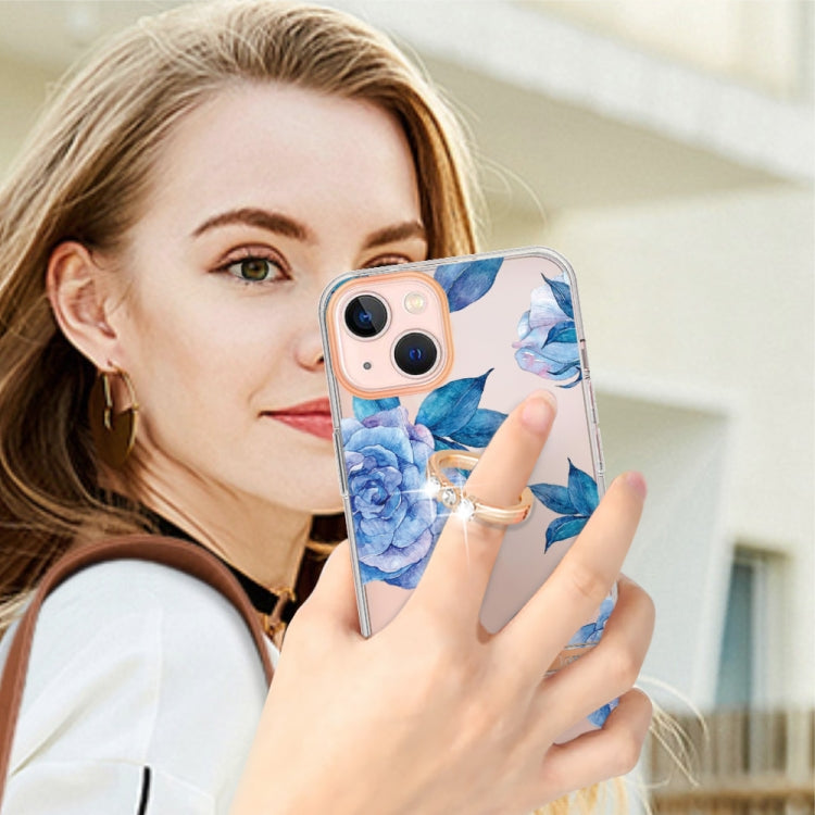 For iPhone 15 Ring IMD Flowers TPU Phone Case