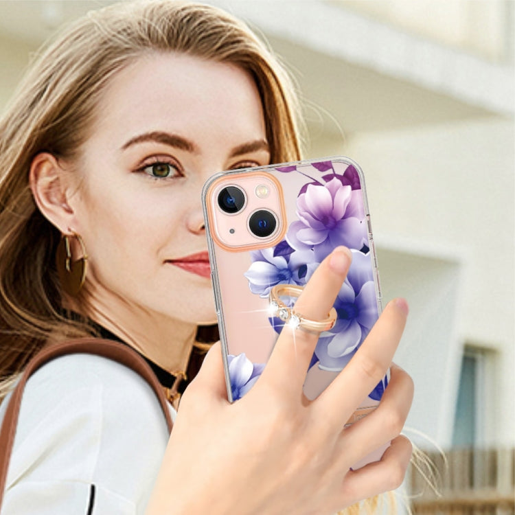 For iPhone 15 Ring IMD Flowers TPU Phone Case