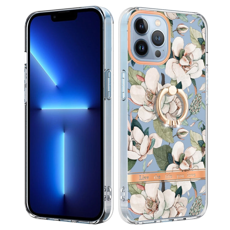 For iPhone 15 Pro Ring IMD Flowers TPU Phone Case