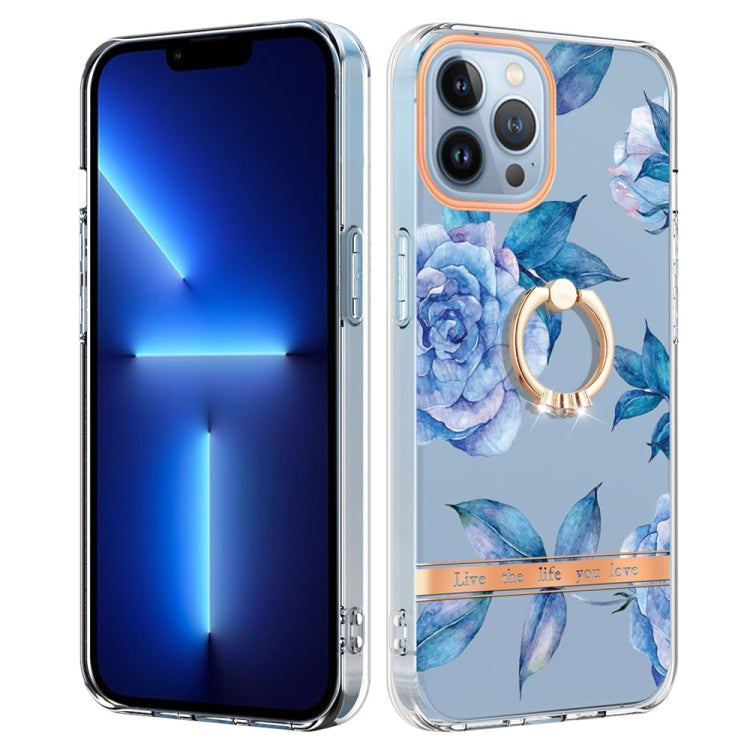 For iPhone 15 Pro Max Ring IMD Flowers TPU Phone Case