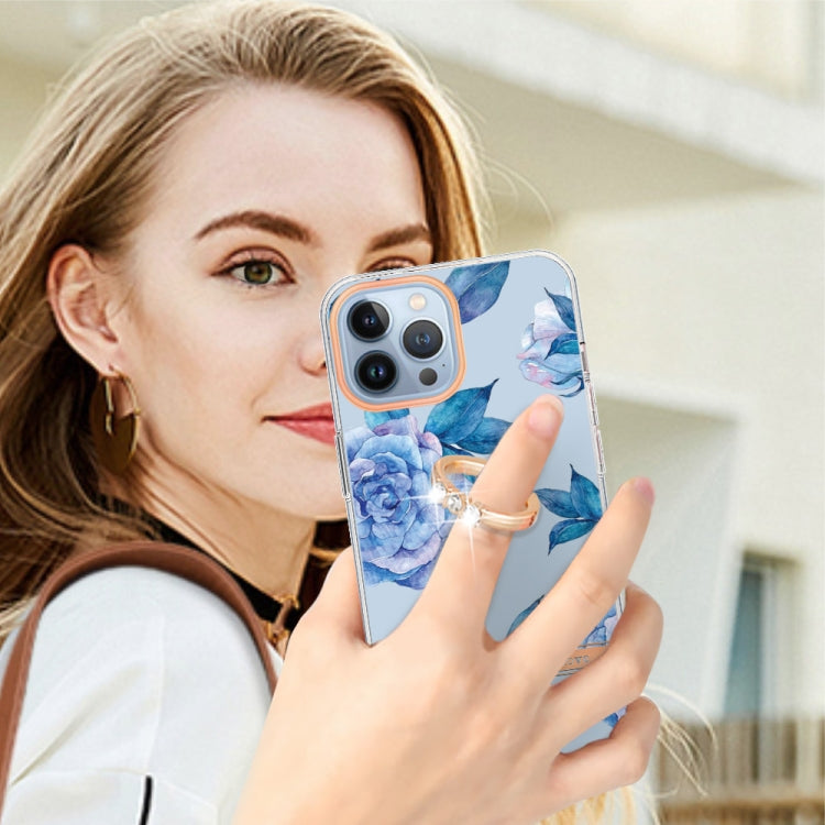 For iPhone 15 Pro Max Ring IMD Flowers TPU Phone Case