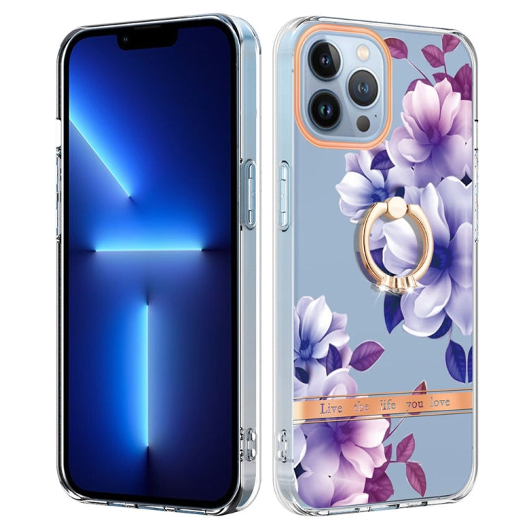 For iPhone 15 Pro Max Ring IMD Flowers TPU Phone Case