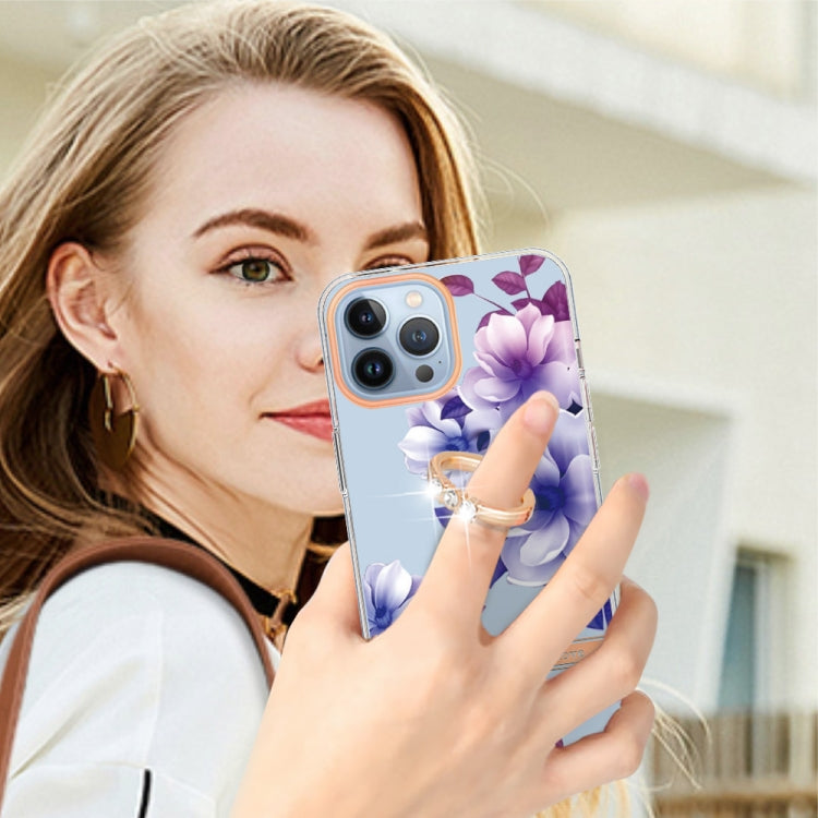 For iPhone 15 Pro Max Ring IMD Flowers TPU Phone Case